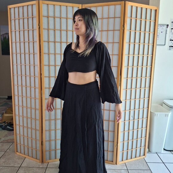 Aya Sacred Wear Black Summer Open Belly Top and Skirt NWOT - Picture 5 of 7